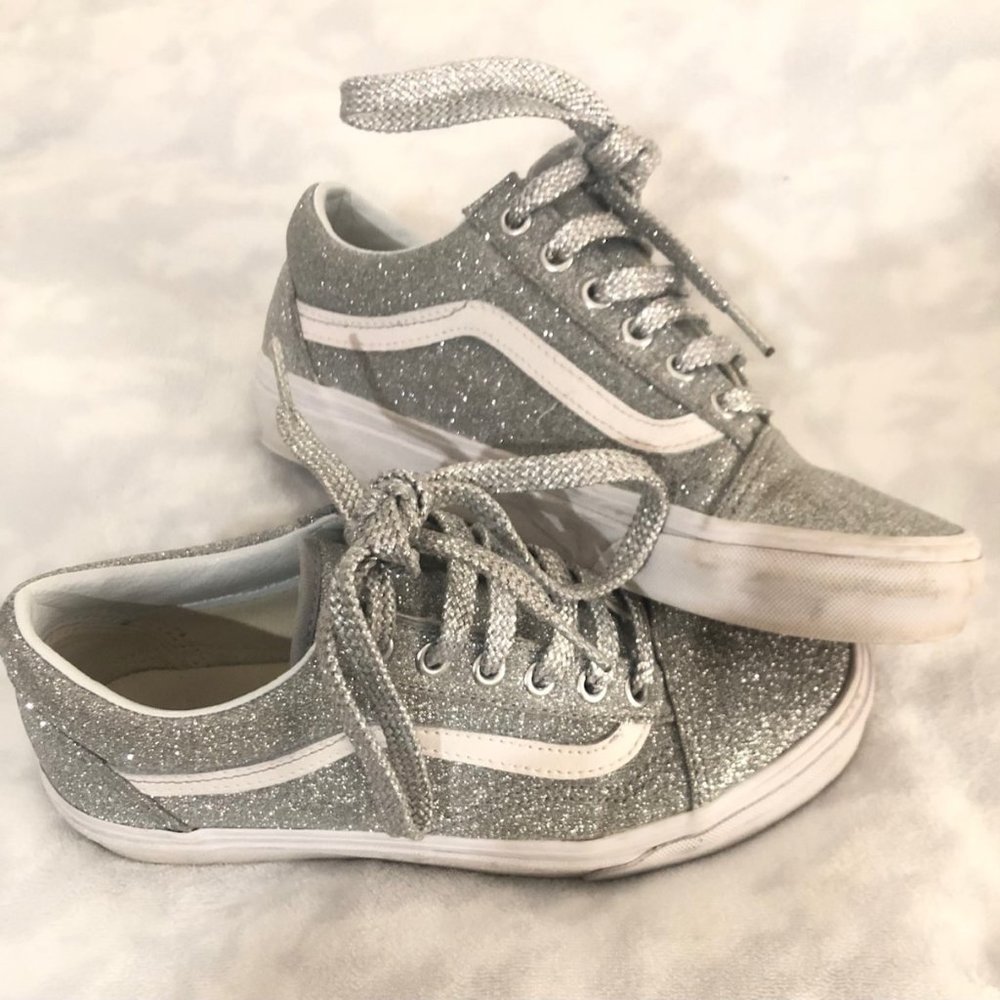 Vans Old Skool Women's Silver Glitter Size 7